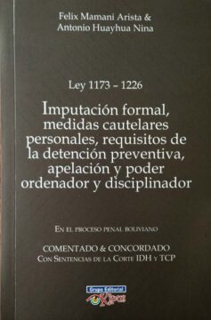 Ley 1173 - 1226 Imputación formal, medidas cautelares personales, requisitos de la detención preventiva, apelación y poder ordenador y disciplinador Felix Mamani Arist y Antonio Huayhua Nina